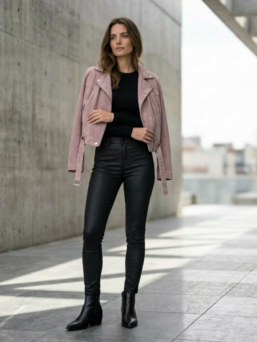 PINK LILY FAUX SUEDE MOTO JACKET